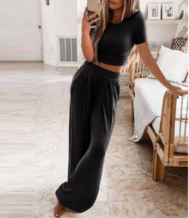 Seaside Grace Wide-Leg Two-Piece Set