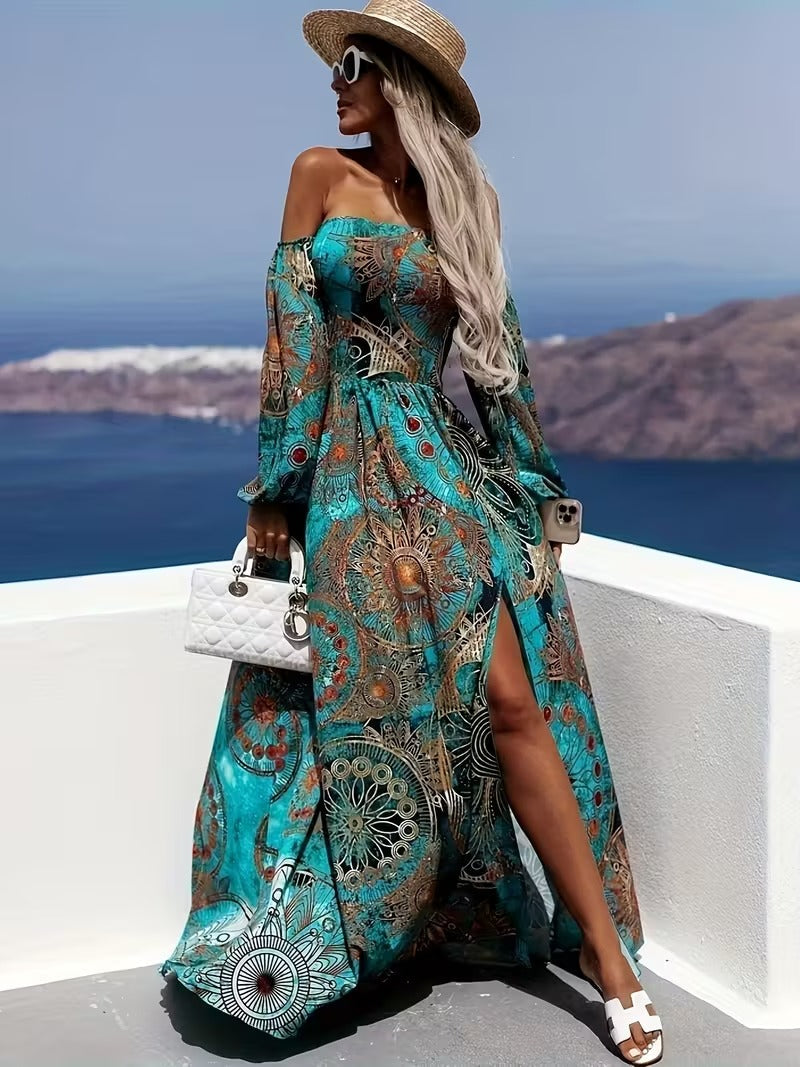 Seaside Whimsy Cut-Out Summer Maxi Dress