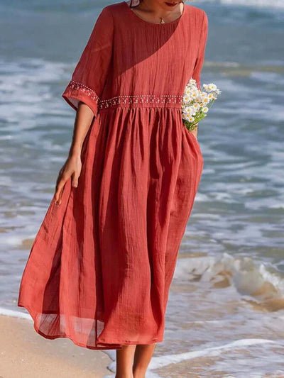 Seaside Whimsy Embroidered Summer Dress