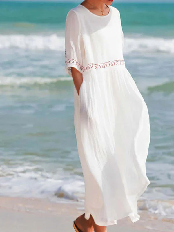 Seaside Whimsy Embroidered Summer Dress