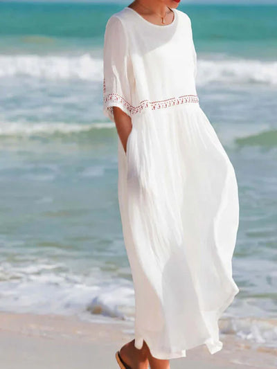 Seaside Whimsy Embroidered Summer Dress