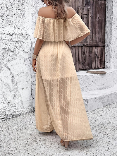 Seaside Whisper Off-Shoulder Maxi Dress