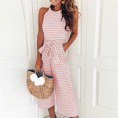 Seaside Whispers Striped Culotte Jumpsuit