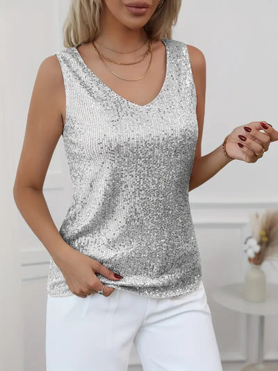 V-neck Glitter Top