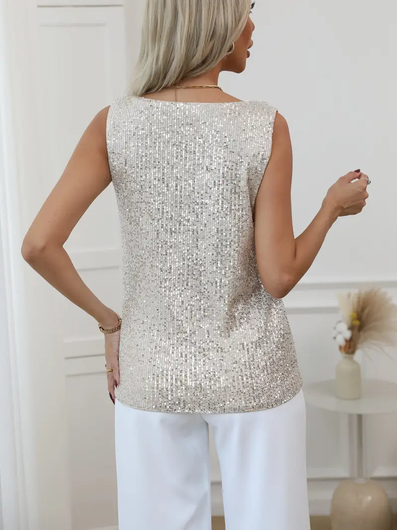 V-neck Glitter Top