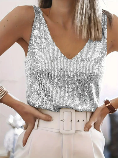 V-neck Glitter Top