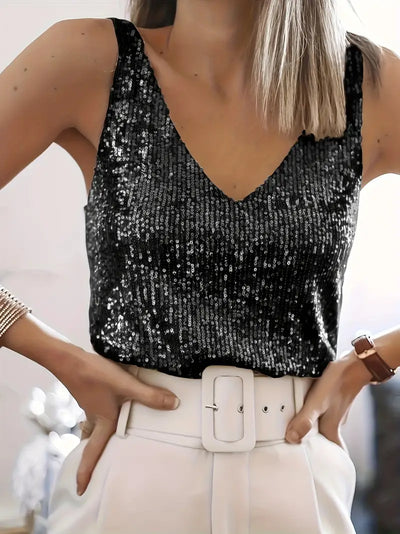 V-neck Glitter Top