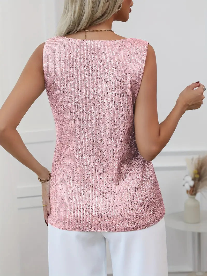 V-neck Glitter Top
