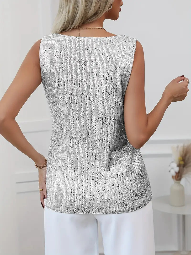 V-neck Glitter Top
