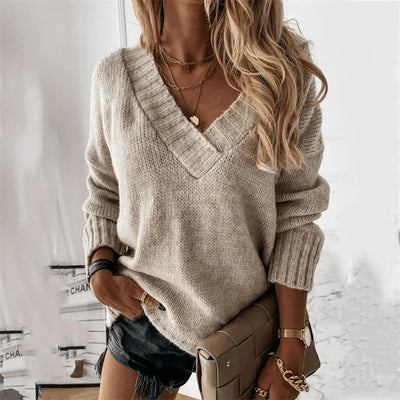 Tranquil Deep-V Knit Sweater