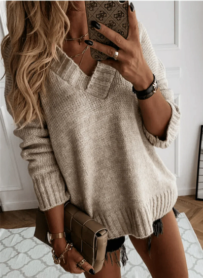 Tranquil Deep-V Knit Sweater