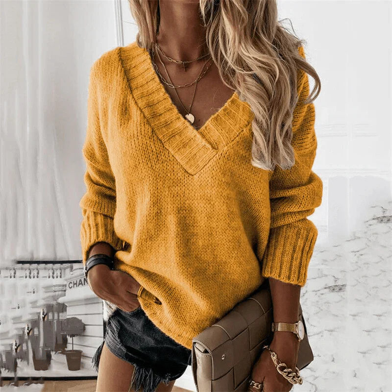 Tranquil Deep-V Knit Sweater