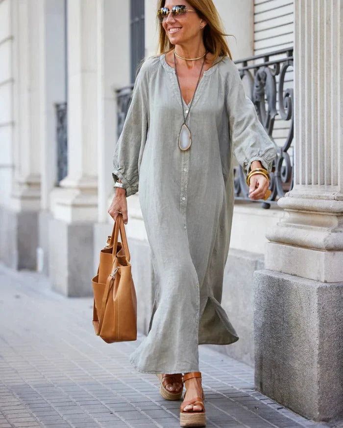 Serene Escape Buttoned Maxi Dress
