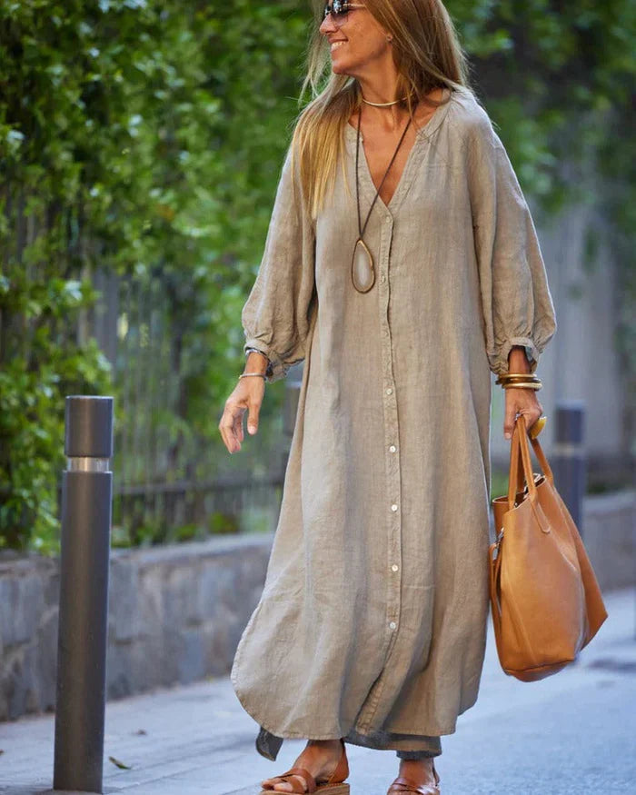 Serene Escape Buttoned Maxi Dress