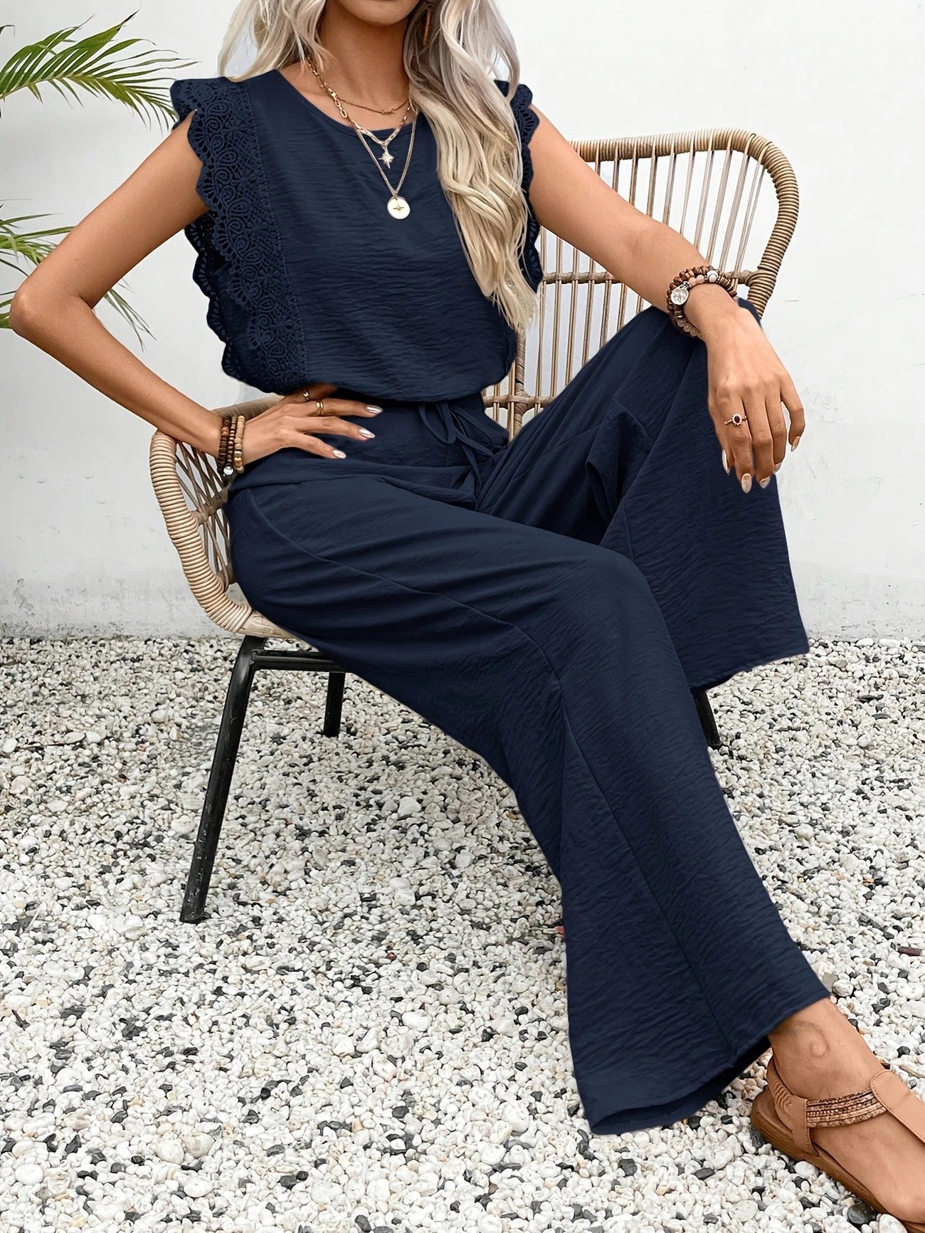 Serene Escape Lace Trim Two-Piece Set