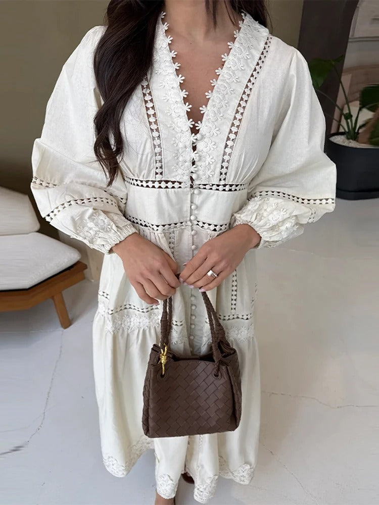 Serene Grace Embroidered Maxi Dress