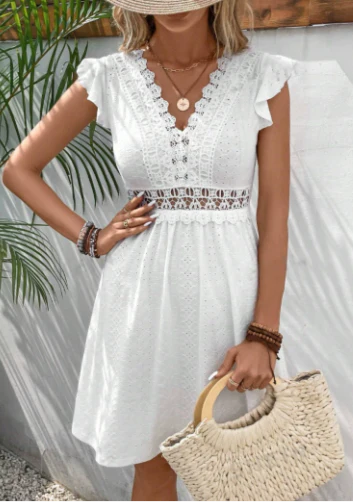 Serene Grace Lace-Trim Midi Dress