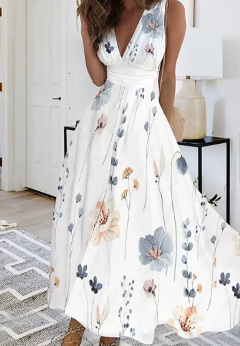 Serene Whimsy Floral A-Line Dress