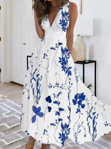 Serene Whimsy Floral A-Line Dress