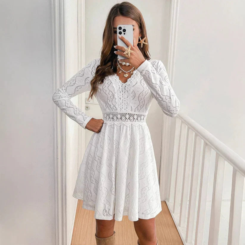 Serene Whimsy Lace Detail Mini Dress