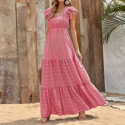 Serene Whispers Ruffle Maxi Dress
