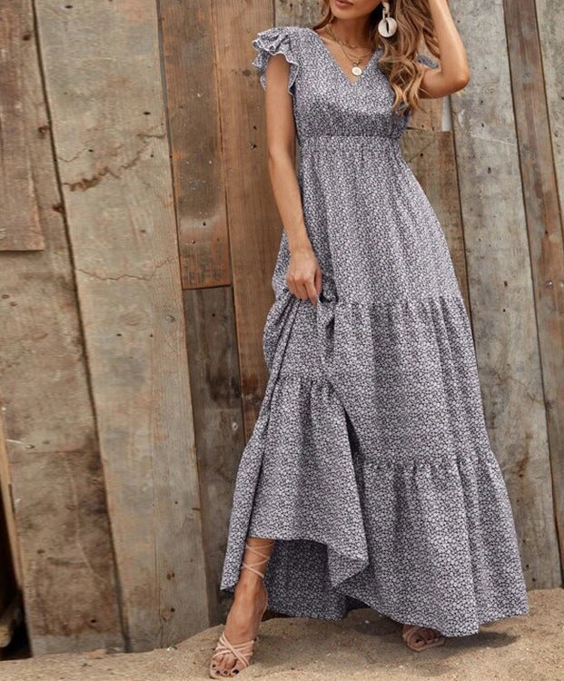 Serene Whispers Ruffle Maxi Dress