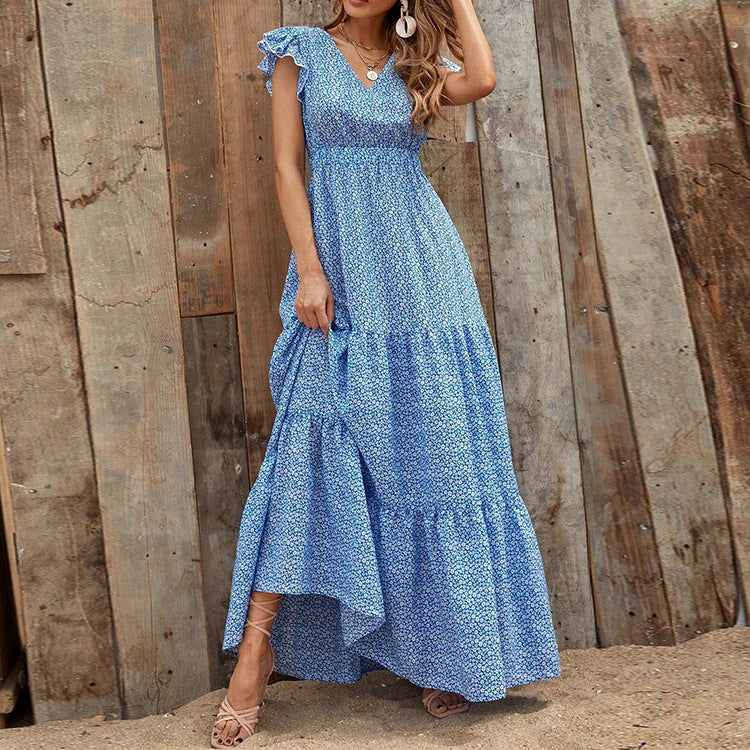 Serene Whispers Ruffle Maxi Dress