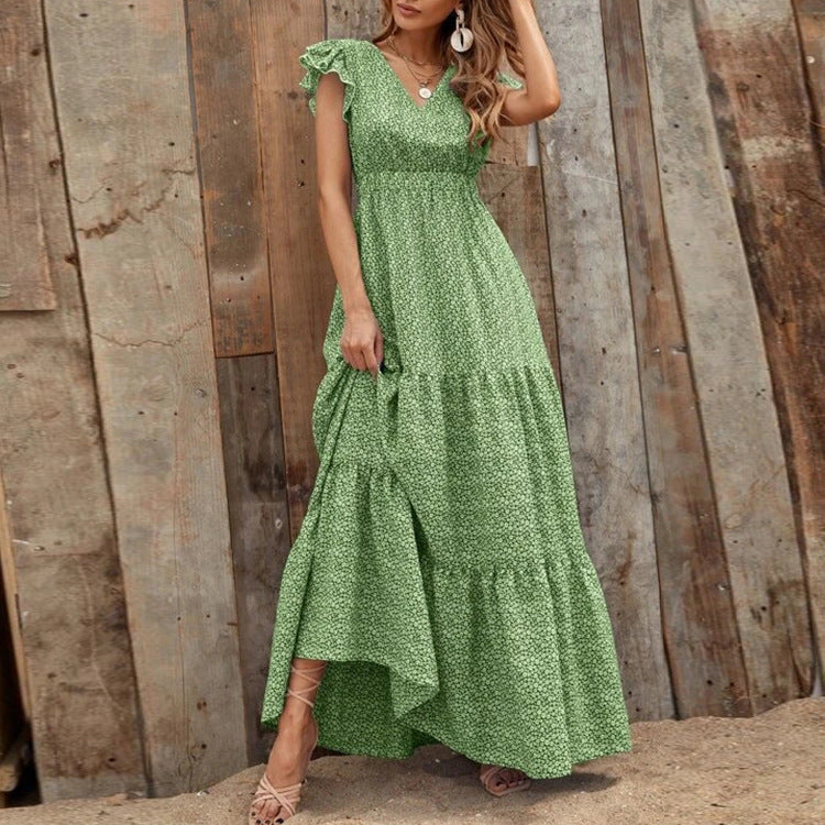 Serene Whispers Ruffle Maxi Dress