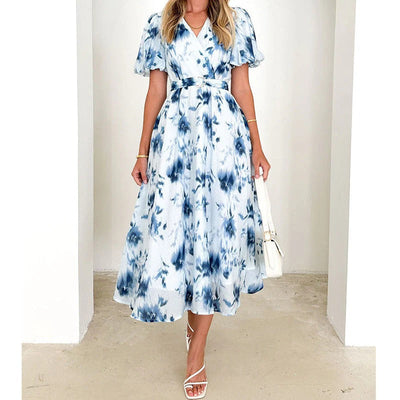 Serene Whispers Tie-Dye Wrap Midi Dress