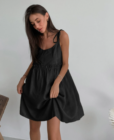 Serene Whispers Tie-Shoulder Mini Dress