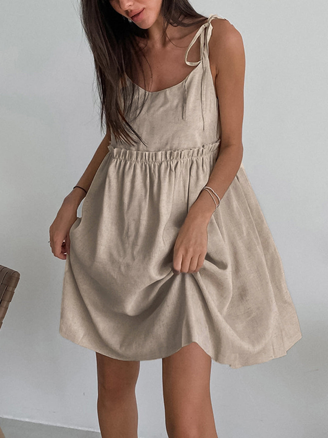 Serene Whispers Tie-Shoulder Mini Dress