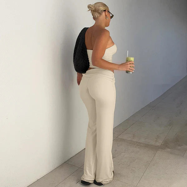 Sleek Tube Top & Flared Pants Set