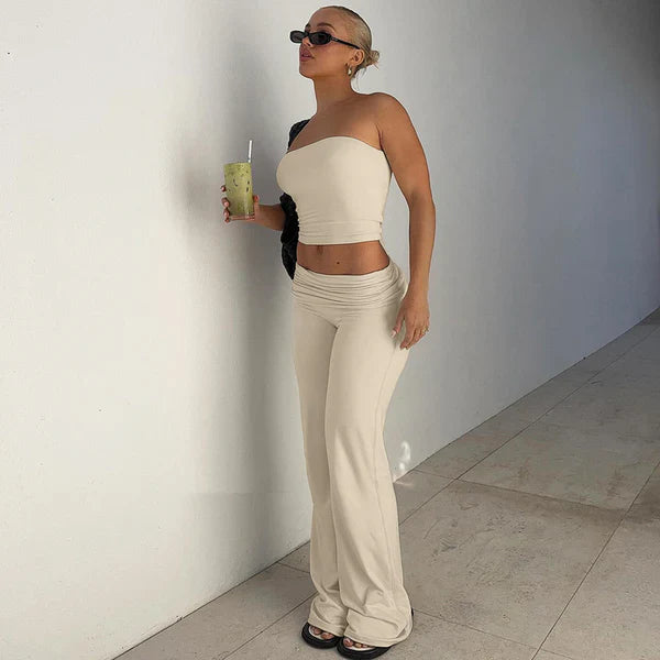 Sleek Tube Top & Flared Pants Set