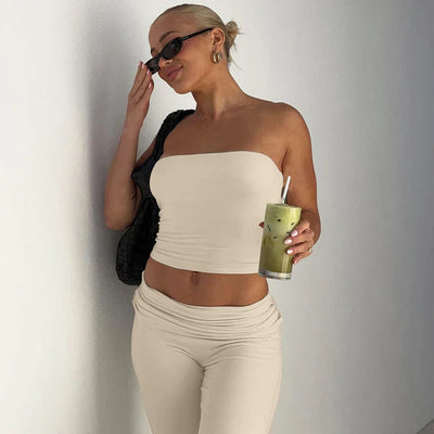 Sleek Tube Top & Flared Pants Set