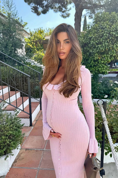 Soft Allure Ruffle Button Midi Dress