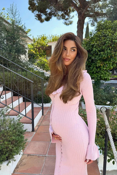 Soft Allure Ruffle Button Midi Dress