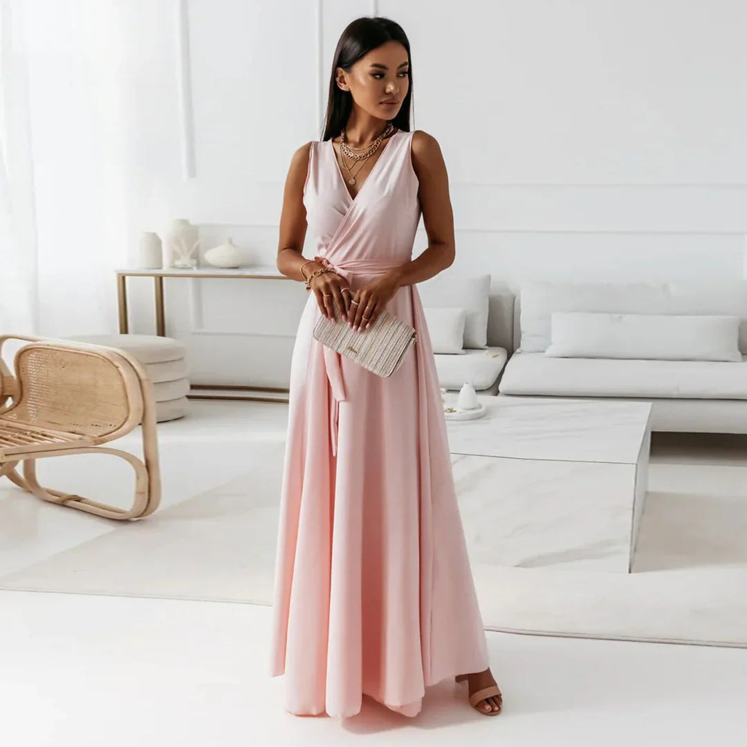 Soft Whispers Draped Waist Maxi Dress