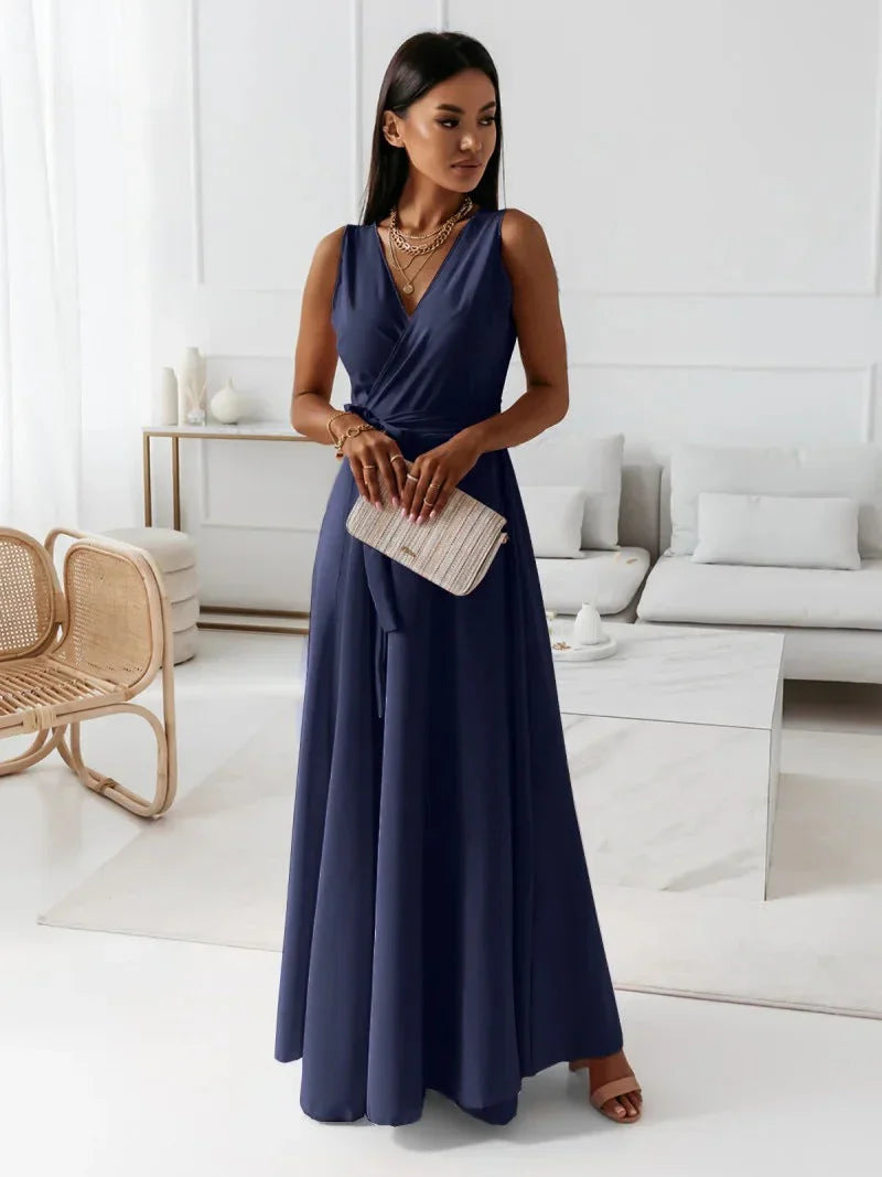 Soft Whispers Draped Waist Maxi Dress
