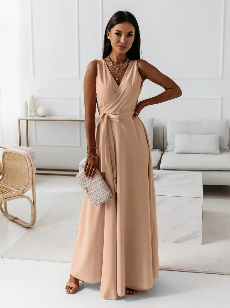 Soft Whispers Draped Waist Maxi Dress