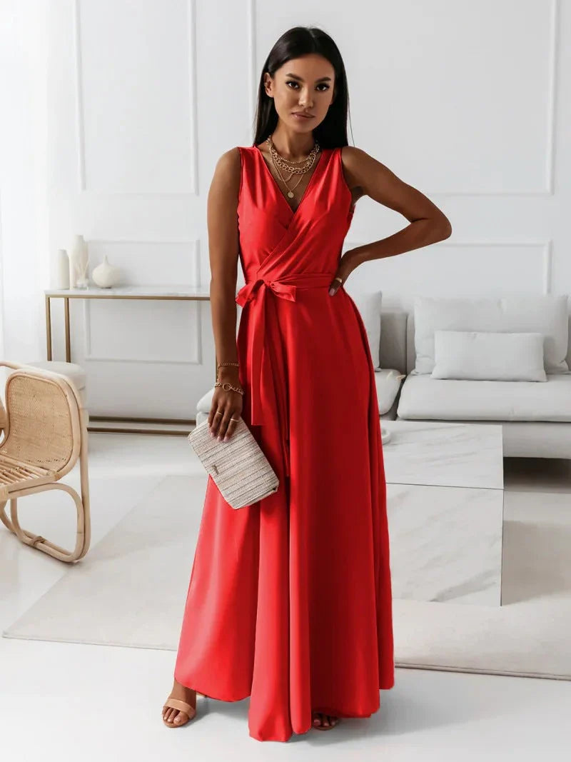 Soft Whispers Draped Waist Maxi Dress