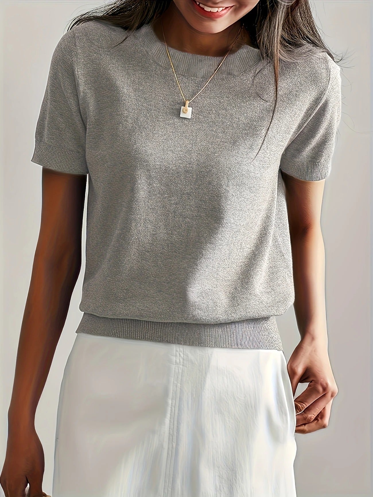 Soft Whispers Ribbed Hem Knit Tee