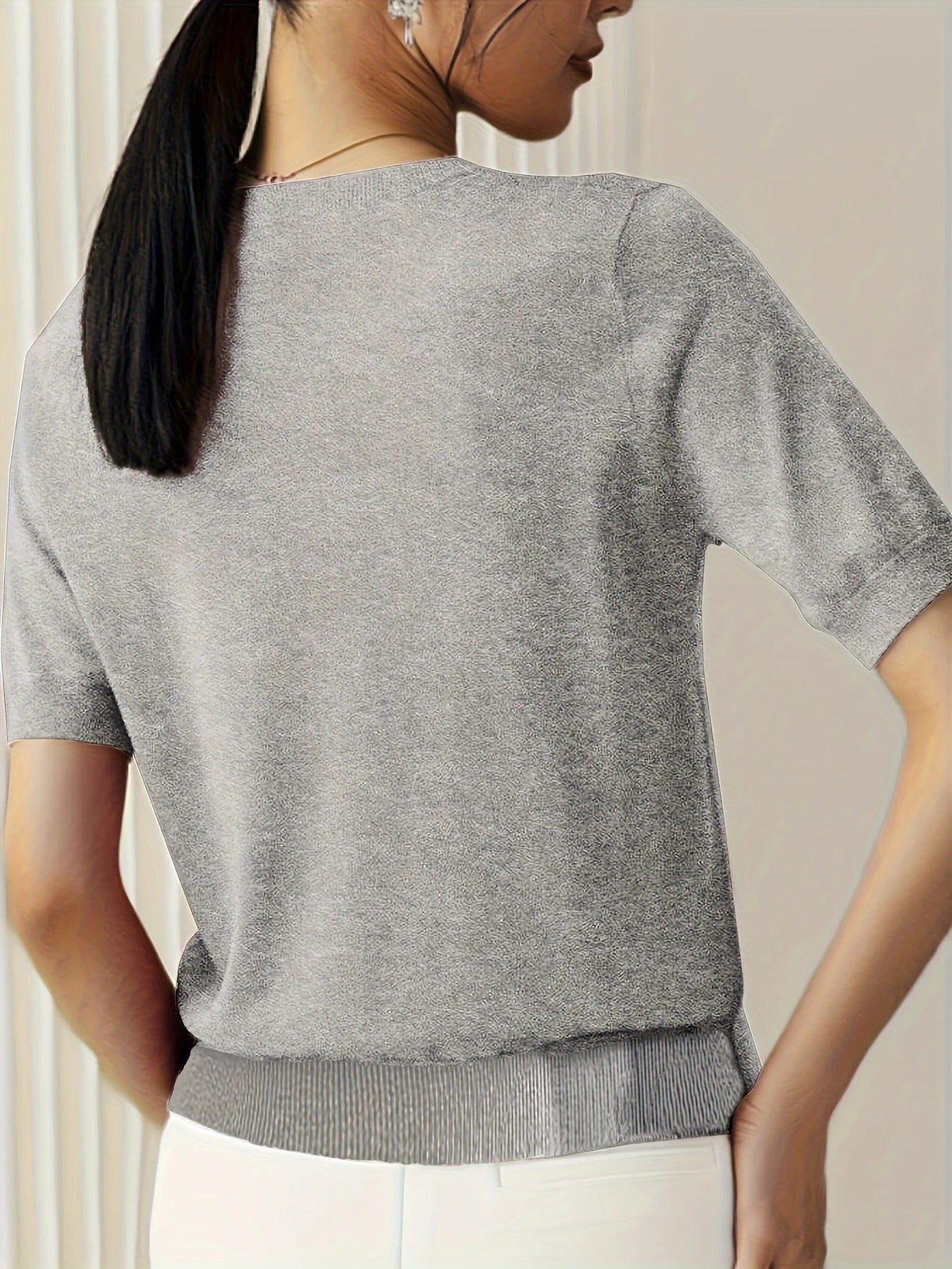 Soft Whispers Ribbed Hem Knit Tee