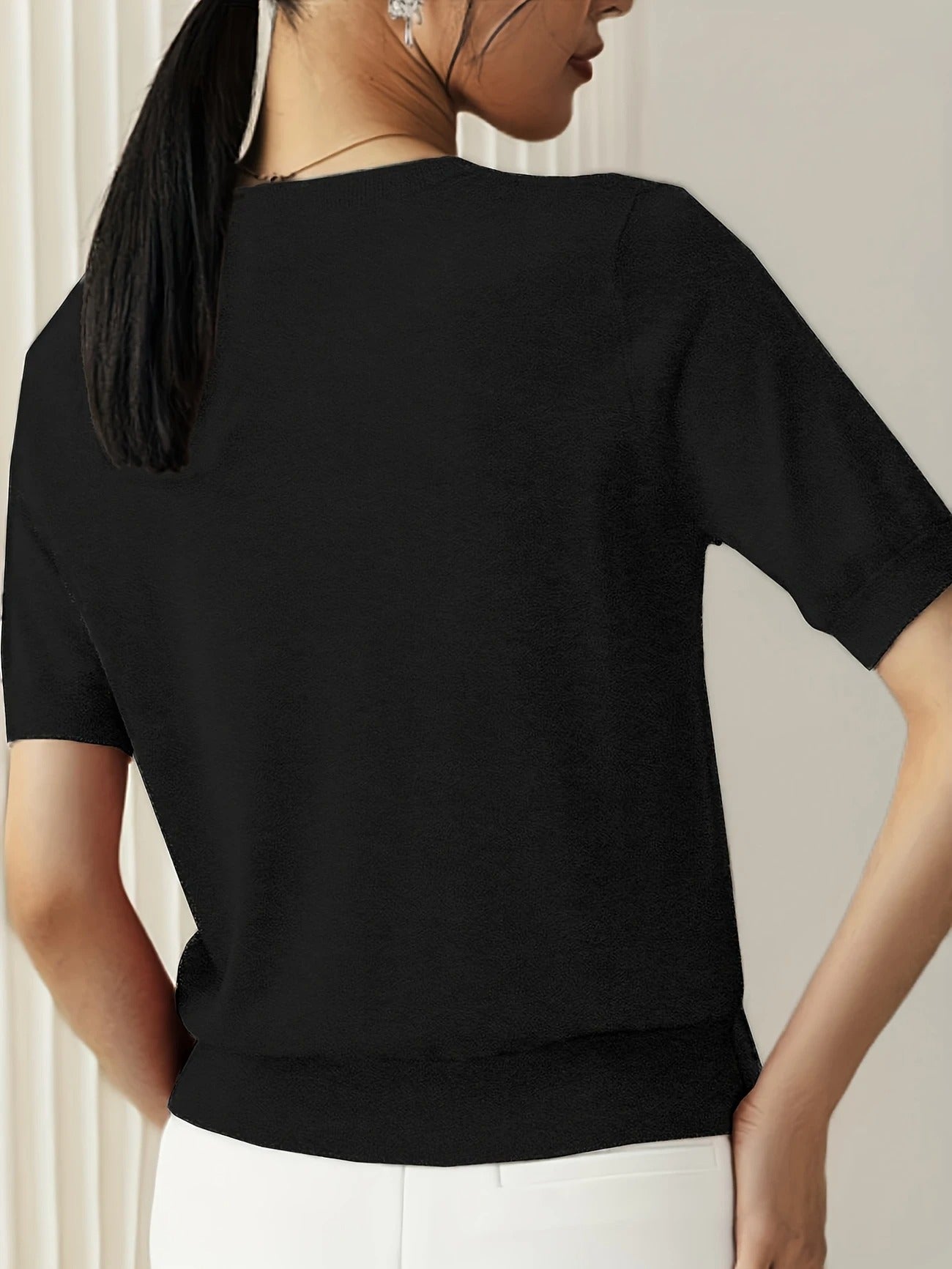 Soft Whispers Ribbed Hem Knit Tee