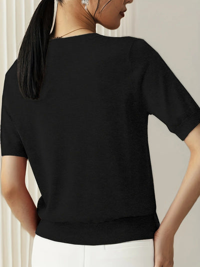 Soft Whispers Ribbed Hem Knit Tee