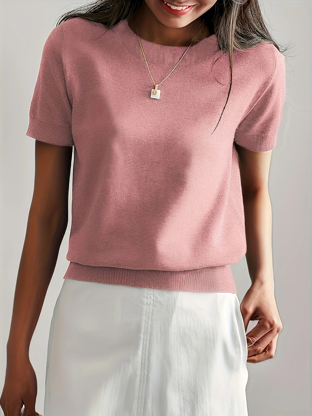 Soft Whispers Ribbed Hem Knit Tee