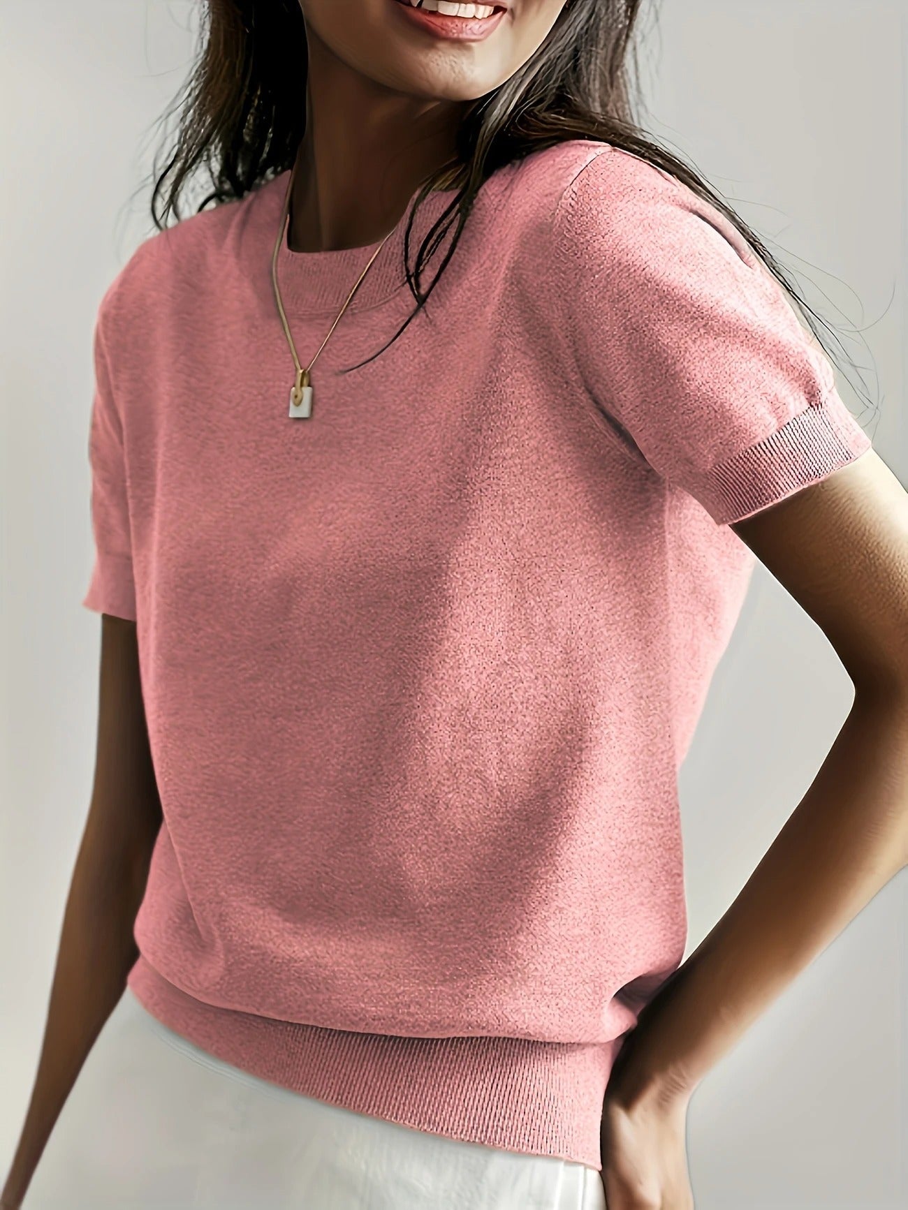 Soft Whispers Ribbed Hem Knit Tee