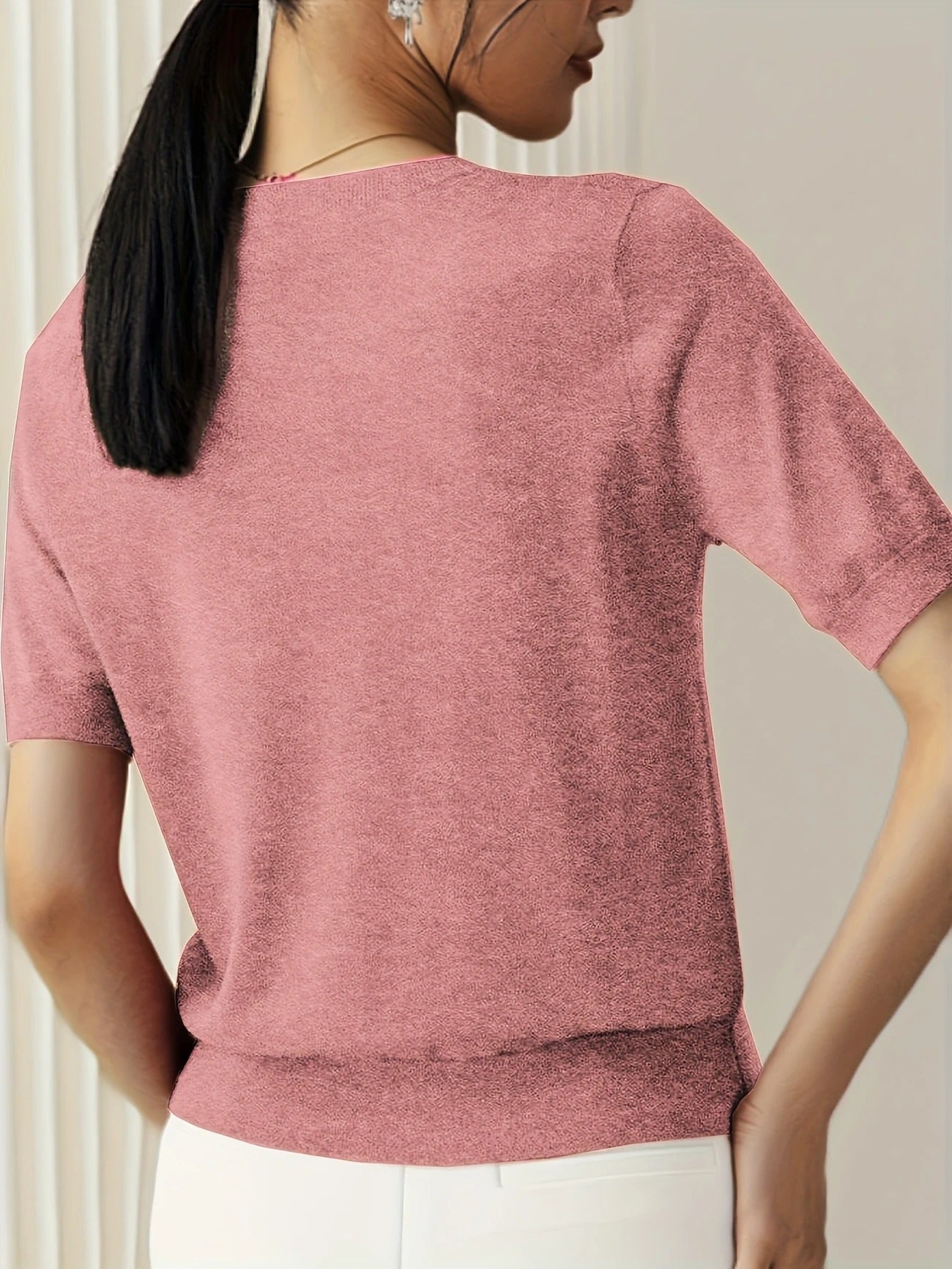 Soft Whispers Ribbed Hem Knit Tee