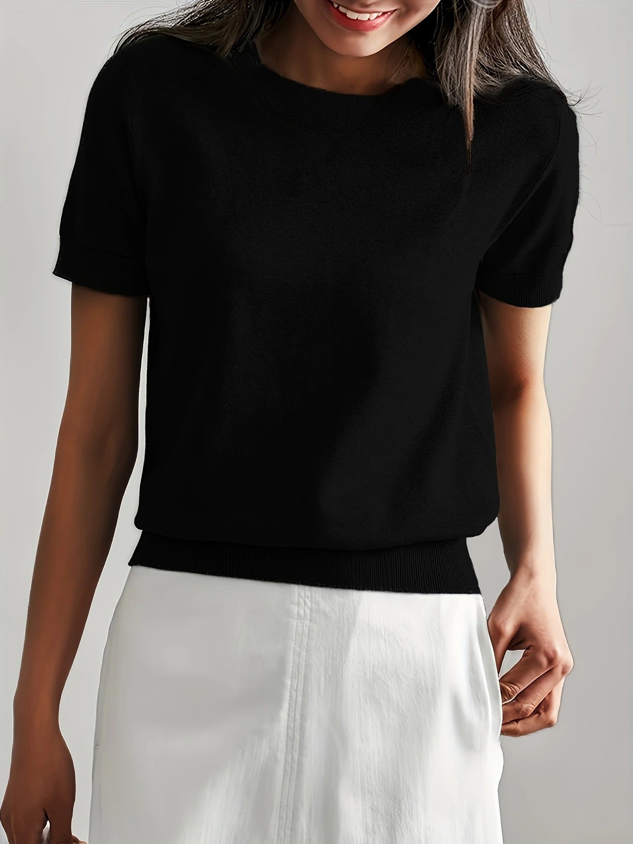 Soft Whispers Ribbed Hem Knit Tee