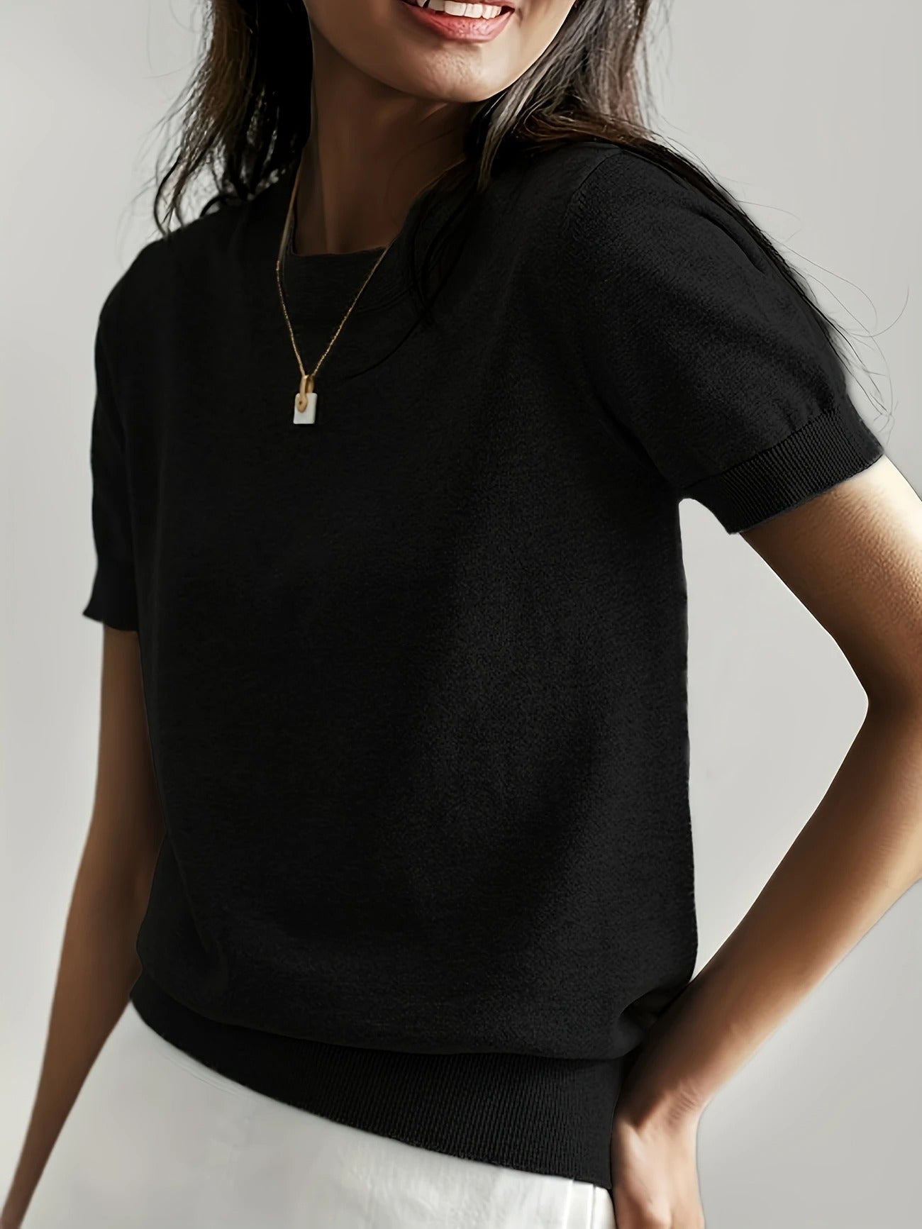 Soft Whispers Ribbed Hem Knit Tee