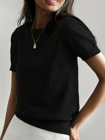 Soft Whispers Ribbed Hem Knit Tee